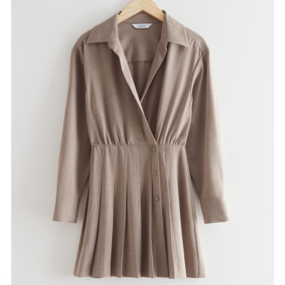 Other Stories Pleated Button Mini Dress - Picture 2 of 9